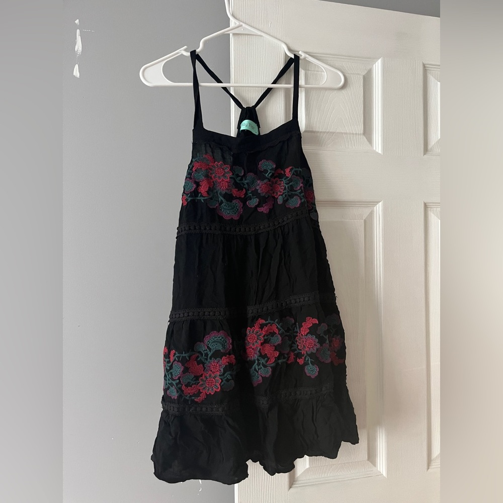Black floral mini dress